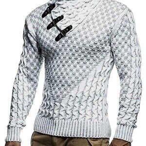 Coofandy Men's Knitted Cotton Pullover Hoodie Turtleneck Long Sleeve Size Large